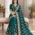 Dark-teal silk blend thread work embroidered saree
