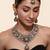 Gold plated kundan polki necklace set with maang tikka and earrings