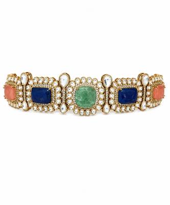 Multicolor semi precious stone kundan choker set 4
