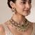 Sage green semi precious stone kundan choker set with ruby accents and pearl drops