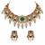 Sage green semi precious stone kundan choker set with ruby accents and pearl drops