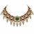 Sage green semi precious stone kundan choker set with ruby accents and pearl drops