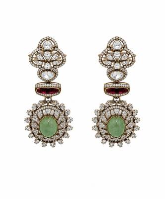 Sage green semi precious stone zircon necklace set 5