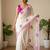 Off-white georgette thread work embroidered saree