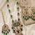 Emerald green semi precious stone kundan long necklace set with maang tikka