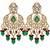 Emerald green semi precious stone kundan long necklace set with maang tikka