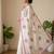 Off-white georgette thread work embroidered saree