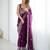 Wine georgette thread work embroidered saree