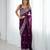 Wine georgette thread work embroidered saree