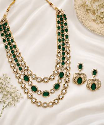 Emerald green moissanite layered necklace set 2