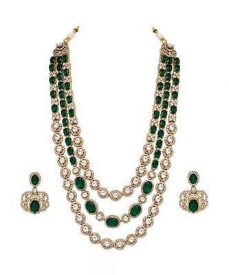 Emerald green moissanite layered necklace set 3