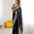 Black georgette thread work embroidered saree