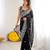 Black georgette thread work embroidered saree