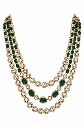 Emerald green moissanite layered necklace set