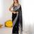 Black georgette thread work embroidered saree