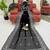 Black georgette thread work embroidered saree