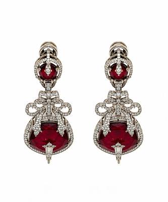 Ruby red semi precious stone moissanite necklace set 5