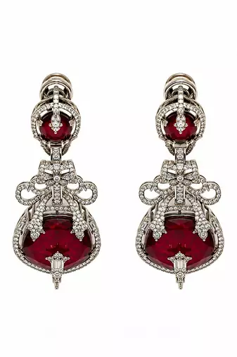 Ruby red semi precious stone moissanite necklace set