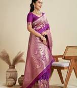 Purple silk blend kanchipuram silk woven saree