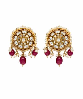 Gold plated handcrafted multicolor polki necklace set 5