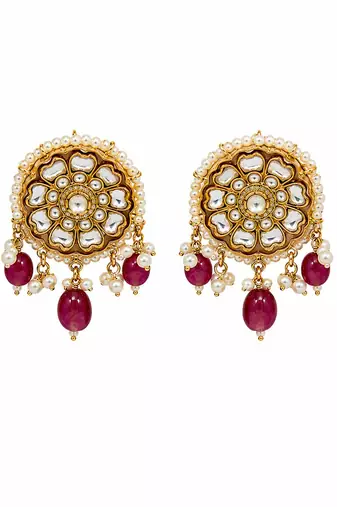 Gold plated handcrafted multicolor polki necklace set
