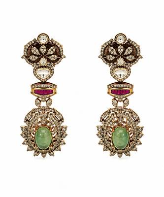 Multicolor semi precious stone moissanite necklace set 5