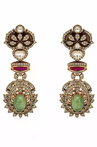 Multicolor semi precious stone moissanite necklace set