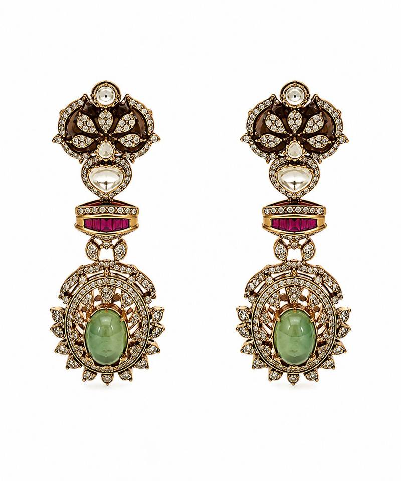 Multicolor semi precious stone moissanite necklace set