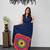Navy-blue satin mirror work printed saree