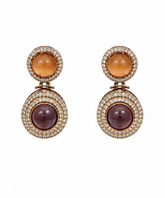 Multicolor semi precious stone moissanite necklace set 5