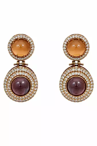 Multicolor semi precious stone moissanite necklace set