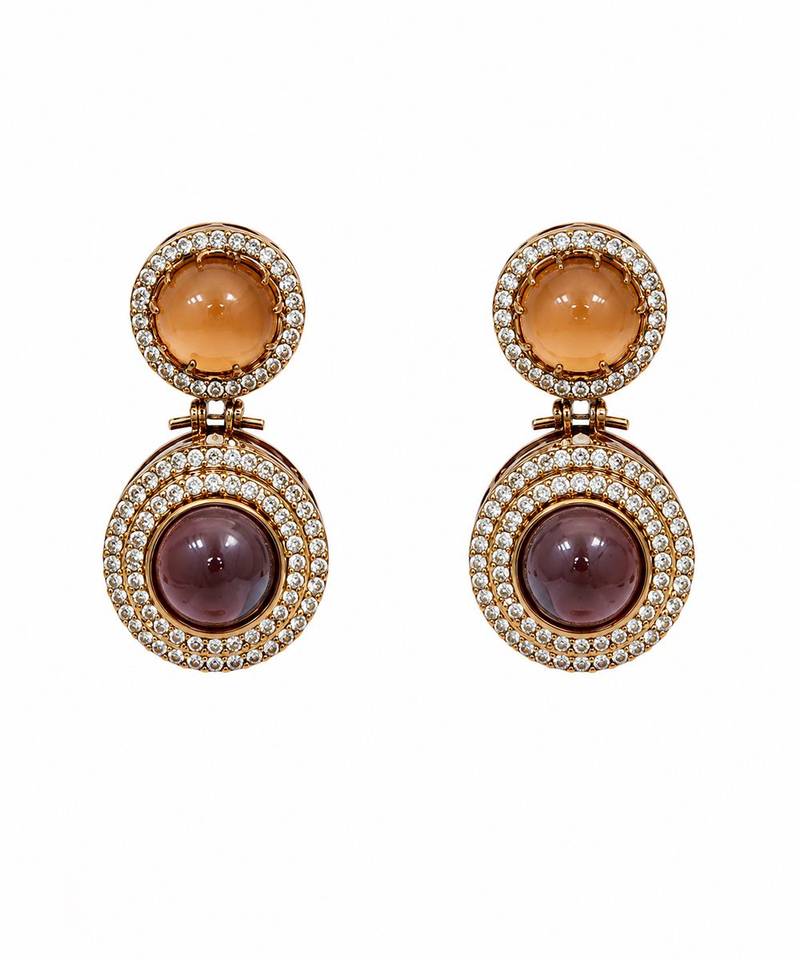 Multicolor semi precious stone moissanite necklace set