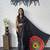 Black satin mirror work printed saree
