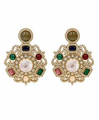 Multicolor semi precious stone moissanite choker set 5