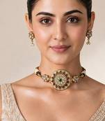 Gold plated handcrafted jadau kundan choker set