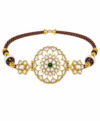 Gold plated handcrafted jadau kundan choker set 4