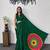 Dark-green satin mirror work printed saree