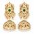 Gold plated emerald green jadau pearl jhumka earrings