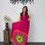 Rani-pink satin mirror work printed saree