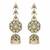 Gold plated emerald green stone jadau pearl jhumka earrings