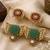 Sage green handmade kundan statement earrings