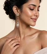 Gold plated ivory semi precious dual stone drop earrings