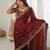 Maroon silk blend sequins work embroidered saree