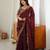 Maroon silk blend sequins work embroidered saree