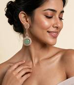 Blush pink and sage green semi precious stone statement earrings