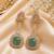 Blush pink and sage green semi precious stone statement earrings