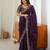 Dark-purple silk blend sequins work embroidered saree