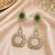 Emerald green and ivory semi precious stone statement earrings