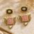 Blush pink and emerald green semi precious stone statement earrings