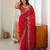 Red silk blend sequins work embroidered saree